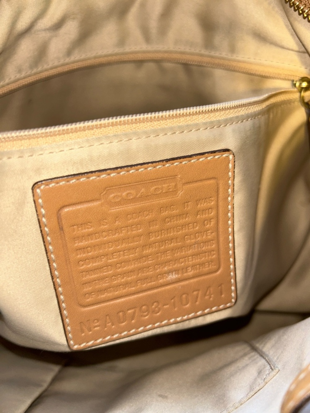 Coach Leather Shoulder Hobo Bag in Tan - Picture 8 of 14